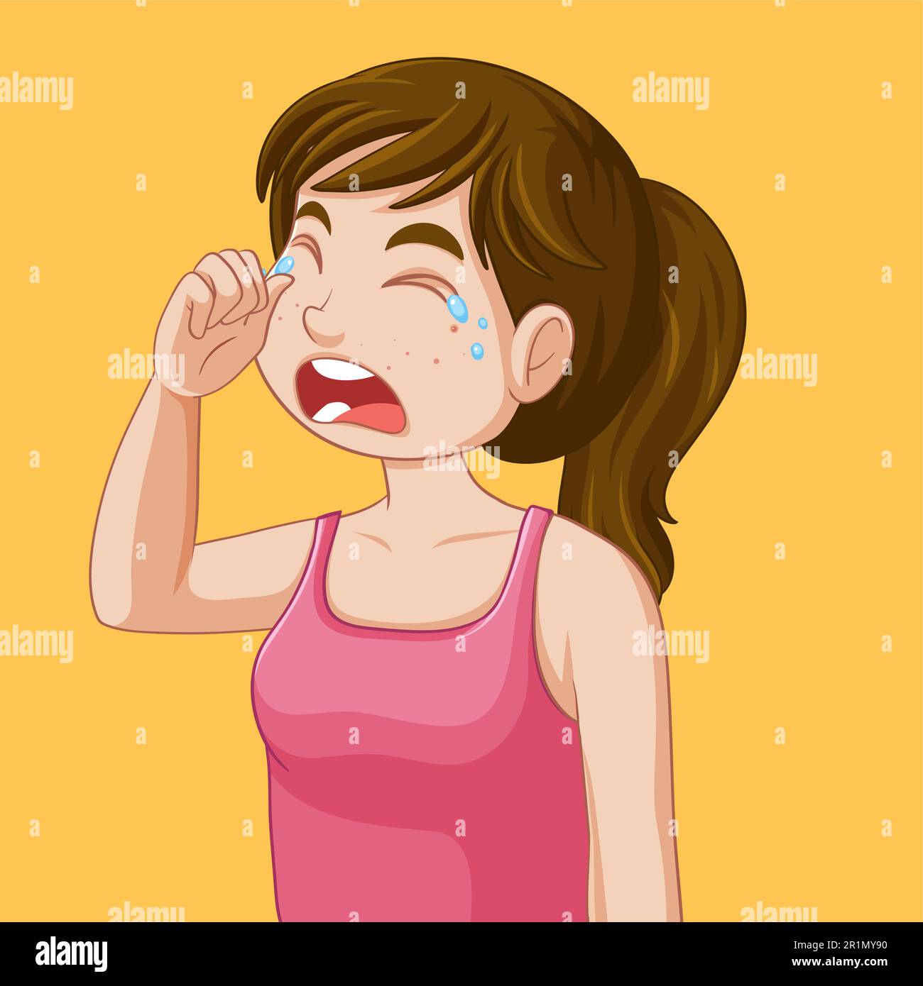 Une fille qui pleure pendant l'illustration de la puberté Illustration de Vecteur