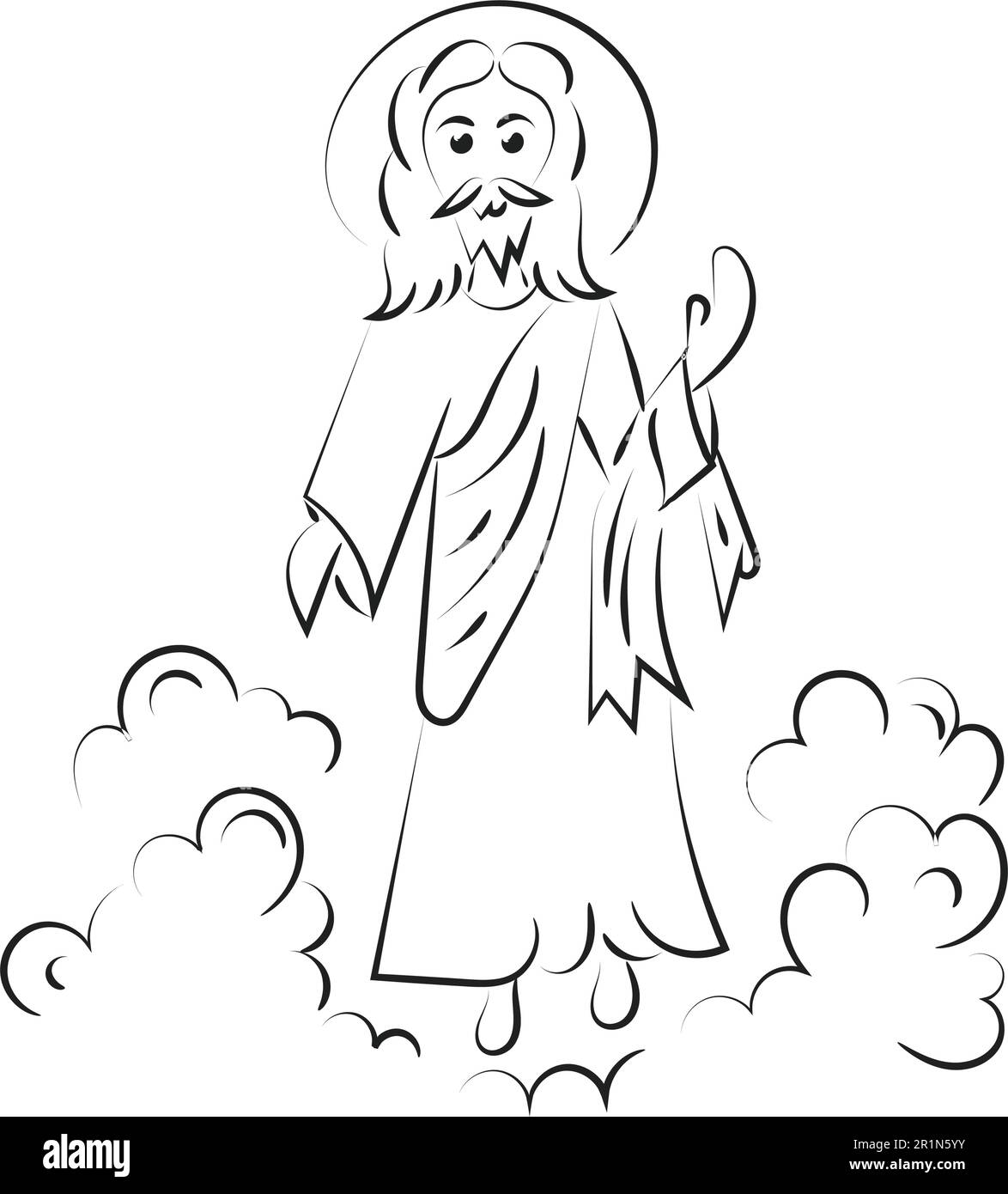 Happy Ascension Day Design avec Jésus Christ dans le ciel Illustration de Vecteur