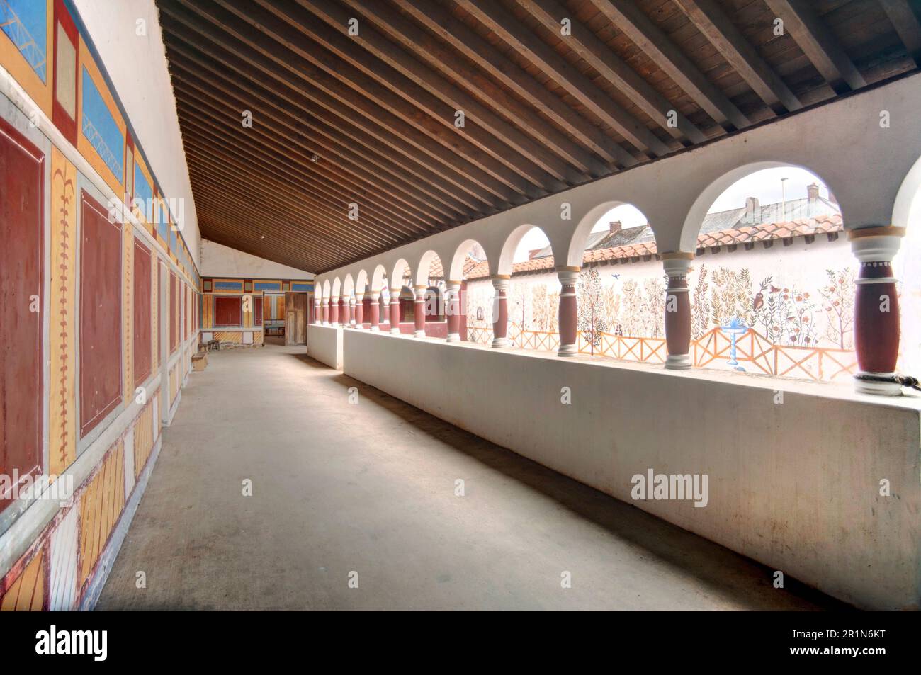 Reconstruction des quartiers vivants romains au fort romain d'Arbeia, South Shields Banque D'Images