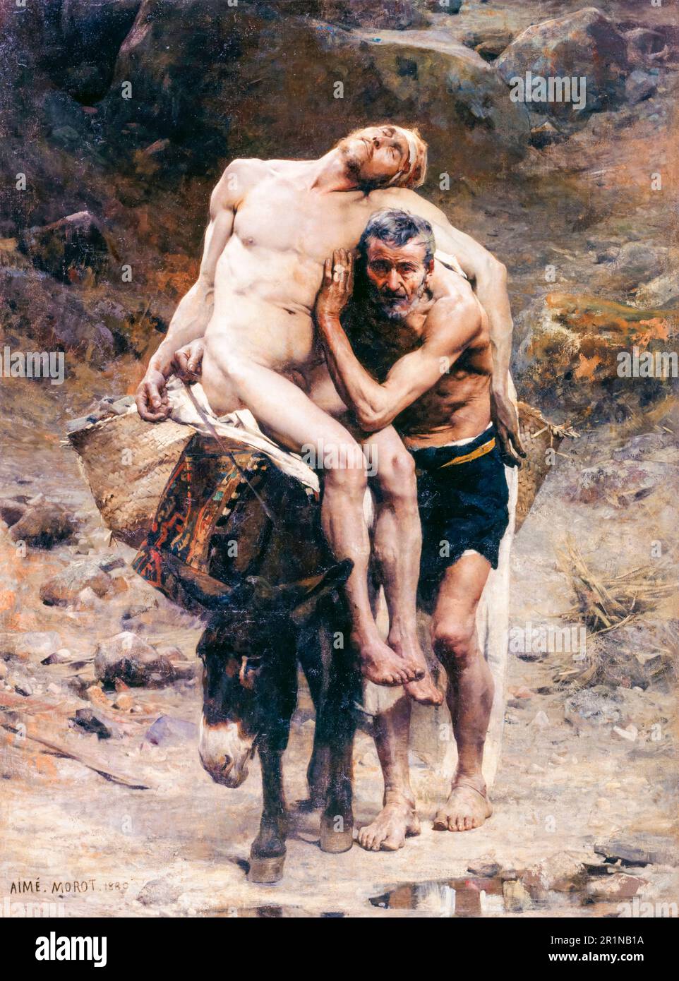Aime Morot, peinture, le bon Samaritain, 1880 Banque D'Images