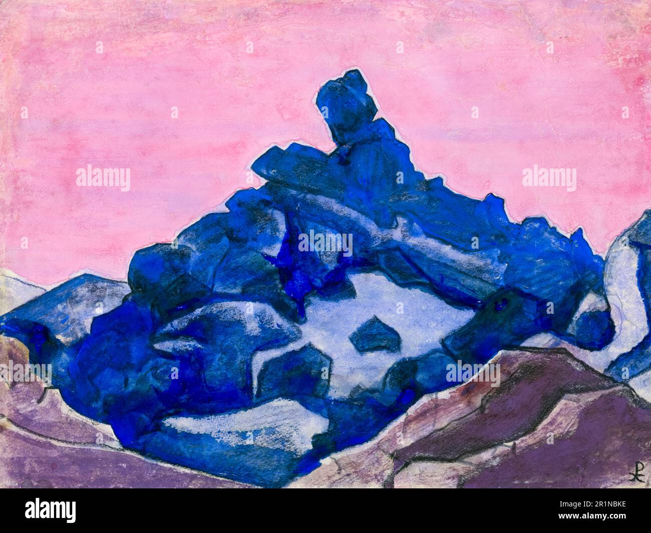 Blue Cliff, peinture de paysage par Nicholas Roerich, avant 1947 Banque D'Images