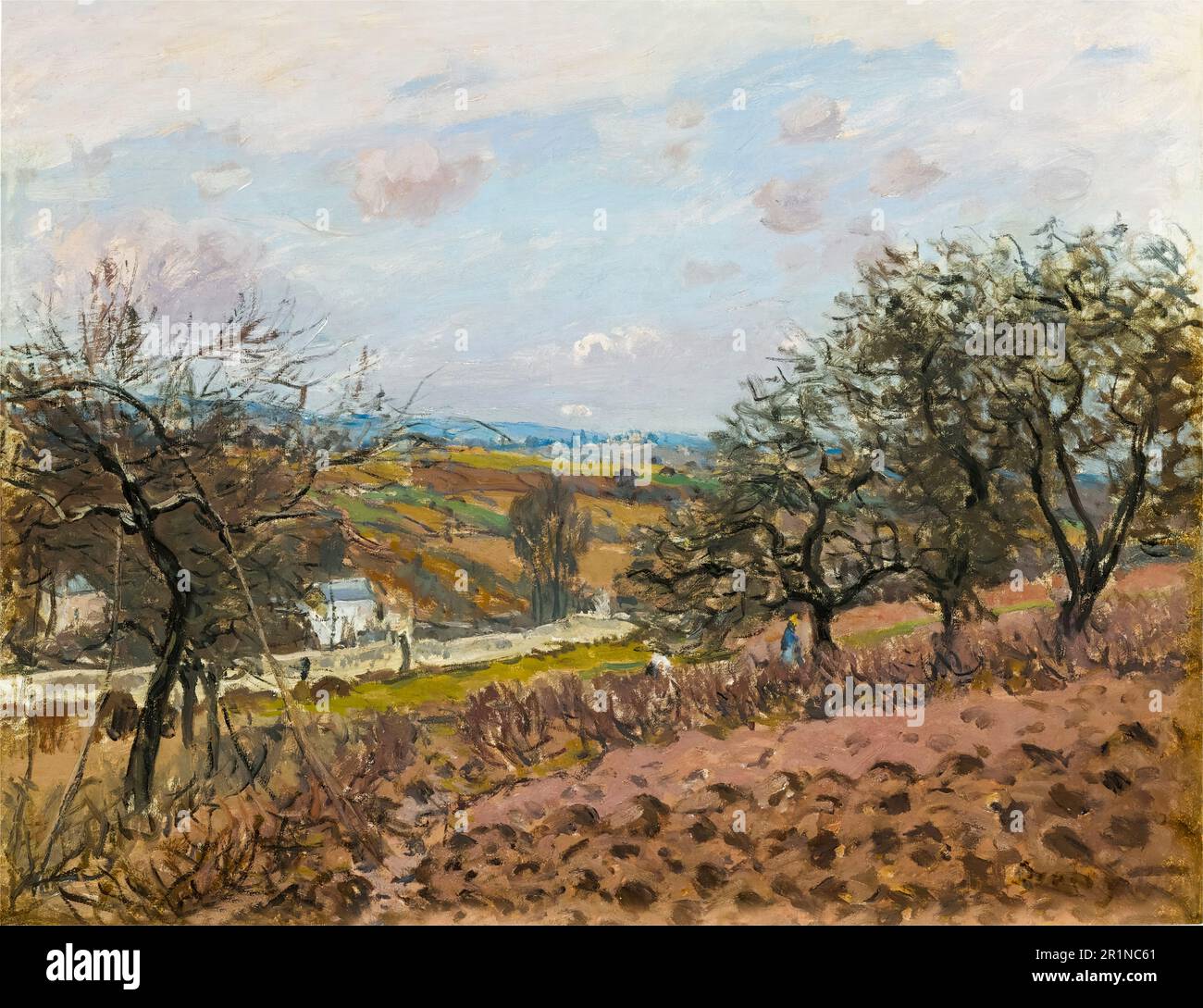 Bougival, peinture de paysage par Alfred Sisley, 1876 Banque D'Images