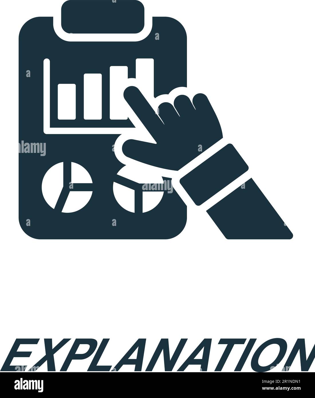 Icône d'explication. Panneau monochrome simple de la collection pensée critique. Icône d'explication pour le logo, les modèles, la conception Web et les infographies. Illustration de Vecteur