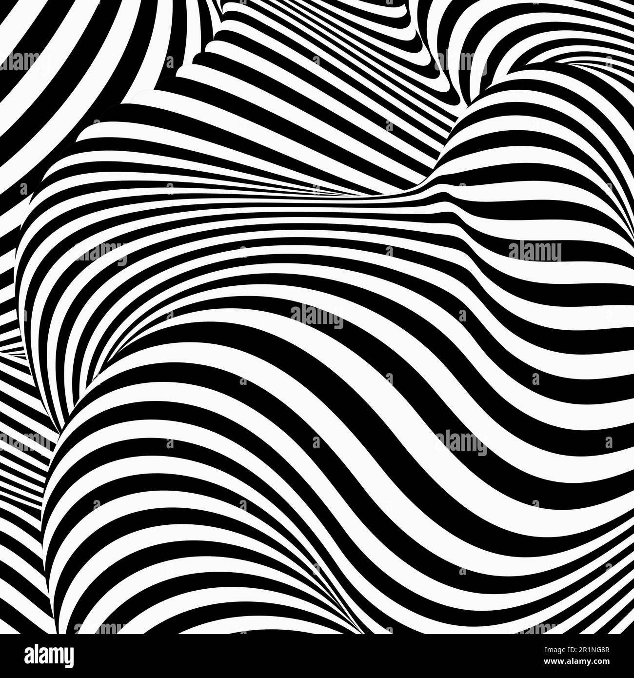 Motif abstrait avec lignes ondulées noires et blanches. Illusion optique. Design moderne, texture graphique. Illustration de Vecteur