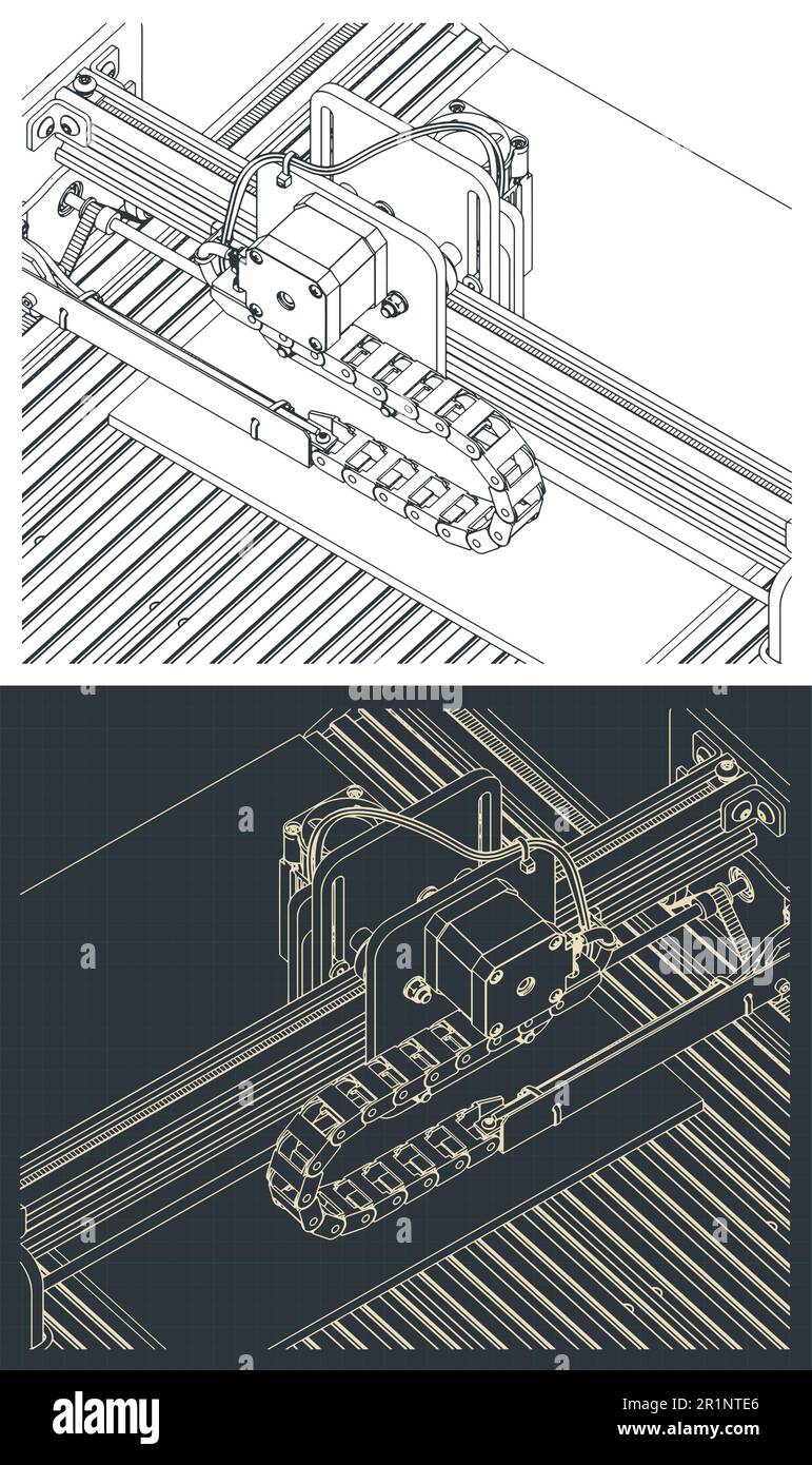 Illustration vectorielle stylisée du gros plan du routeur CNC Illustration de Vecteur