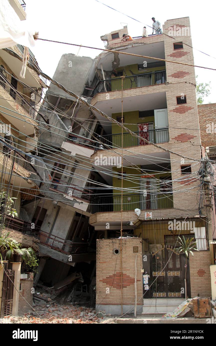 En cours de construction effondrement de bâtiments, Inderpuri, New Delhi, Inde, 6 mai 2017 Banque D'Images