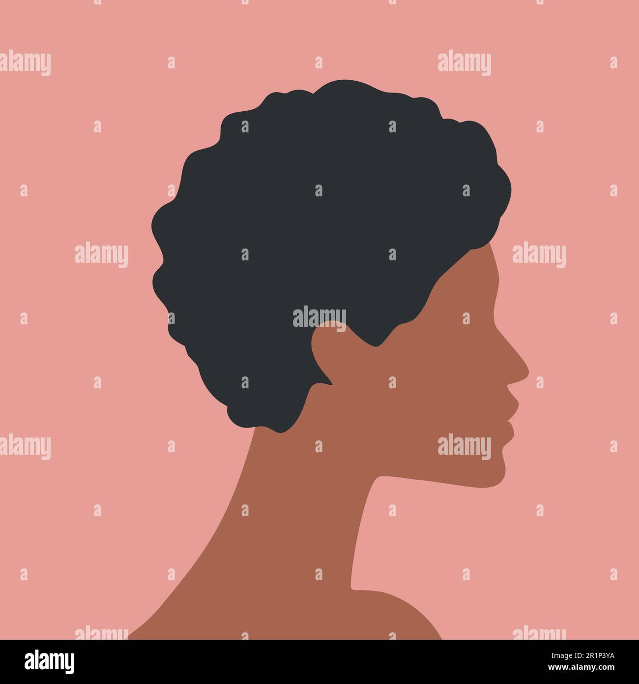 Portrait abstrait d'une femme en profil. Contour de profil femelle sans visage. Conception minimale. Art vectoriel Illustration de Vecteur