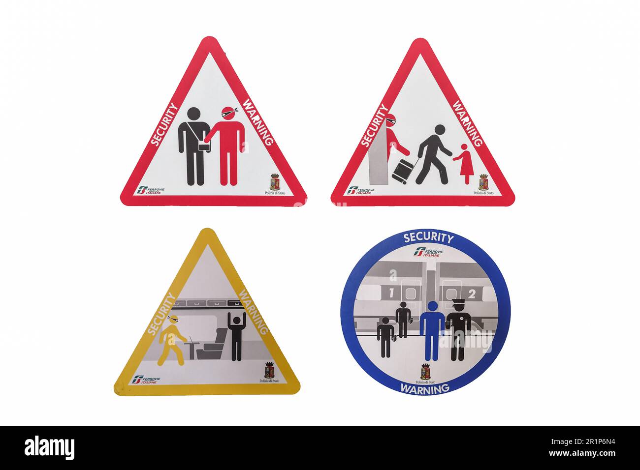Le panneau d'avertissement de sécurité à la gare centrale de Milan Banque D'Images