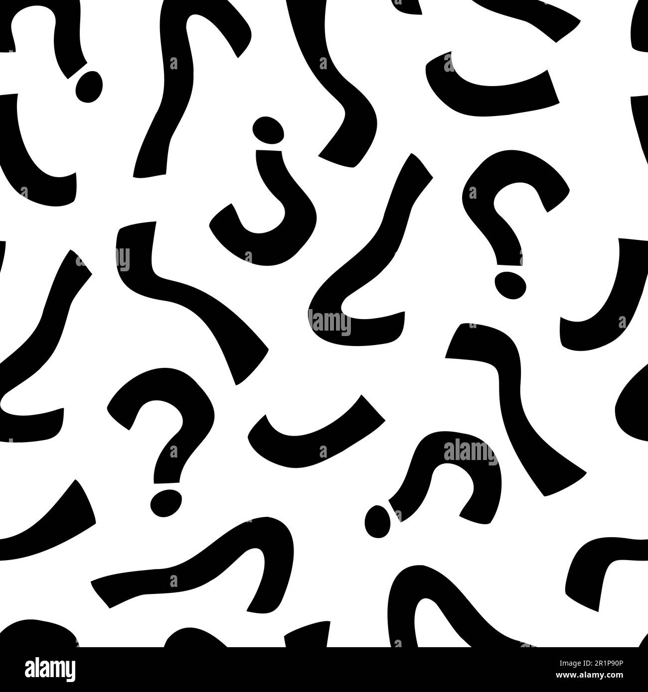 Motif noir et blanc abstrait sans coutures. Labyrinthe de style Memphis et motifs de mosaïque de rubans coups griffés points. Point d'interrogation de la taille basse sur fond de boucles. Illustration vectorielle. Illustration de Vecteur