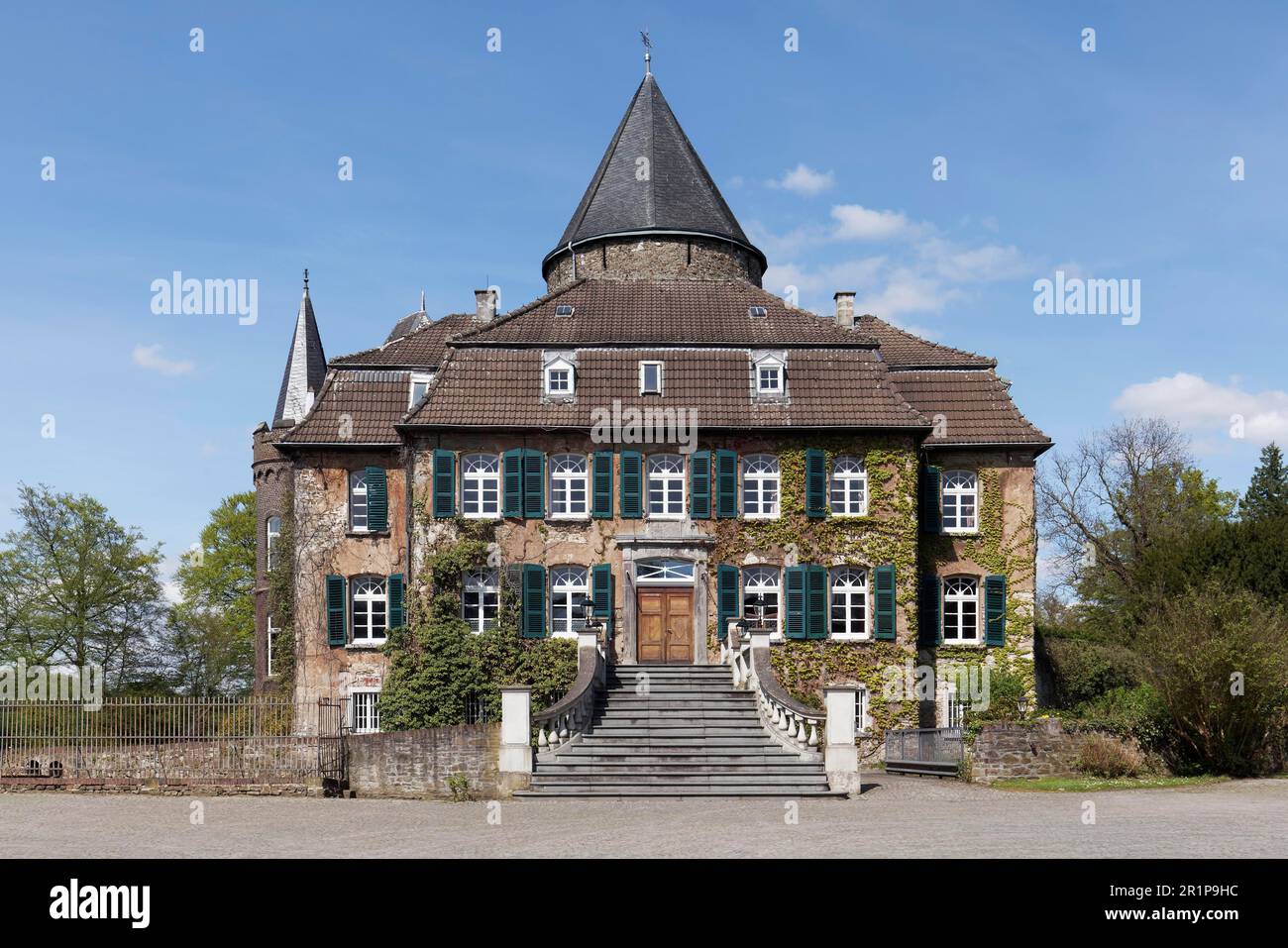 Château de Linnep, manoir avec vol de marches, Ratingen-Breitscheid, Rhénanie-du-Nord-Westphalie, Allemagne Banque D'Images