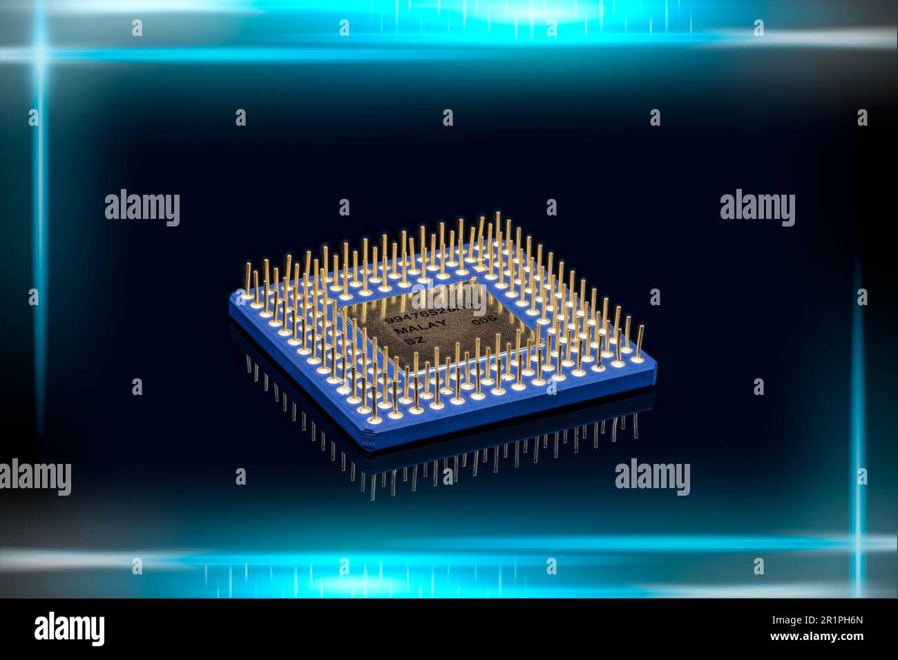 Processeur PC avec effets de lumière et réflexions, grande profondeur de champ grâce à l'empilement de la mise au point Banque D'Images
