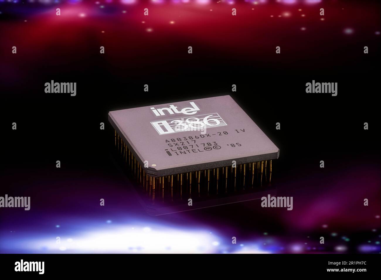 Processeur PC avec effets de lumière et réflexions, grande profondeur de champ grâce à l'empilement de la mise au point Banque D'Images