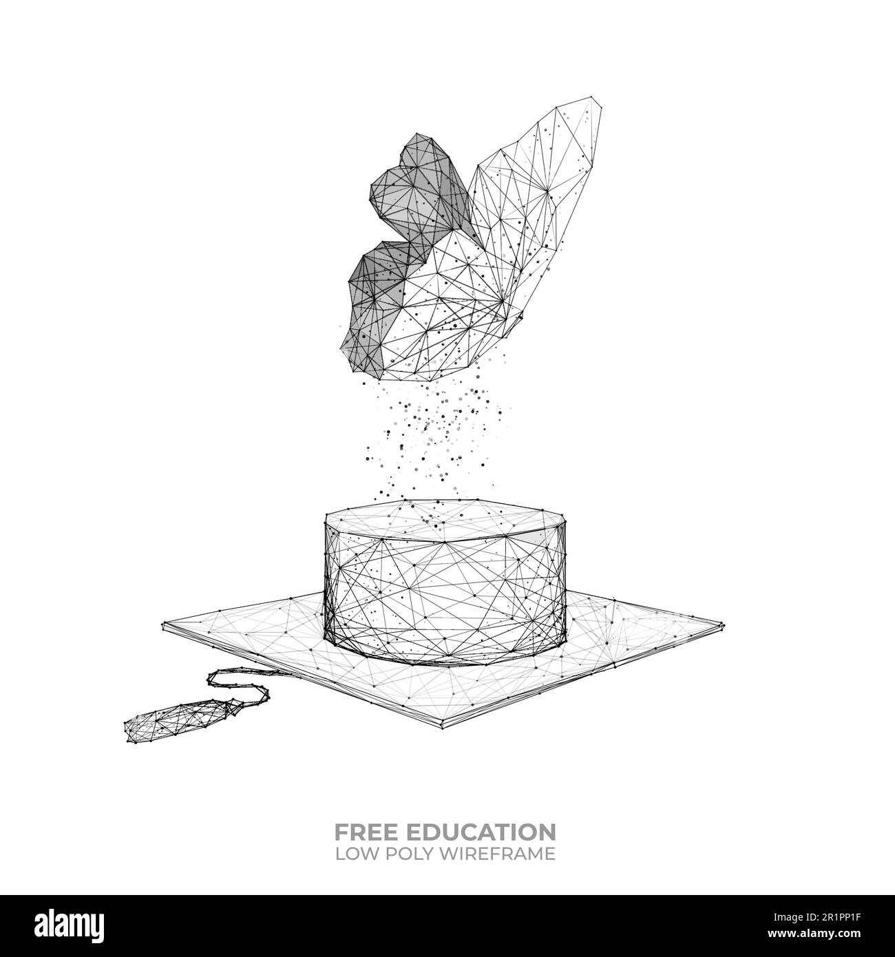 Papillon volant et capuchon de graduation isolés sur fond blanc Illustration de Vecteur