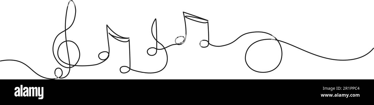 dessin continu d'une seule ligne de notes de musique et de fente d'aigus, feuille de mélodie abstraite illustration vectorielle de l'art de ligne de musique Illustration de Vecteur