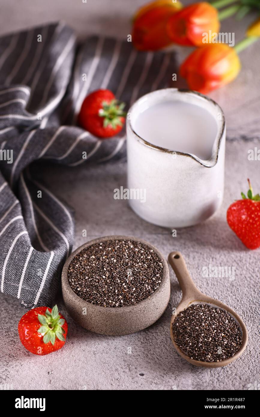 graines de chia bio naturel Banque D'Images