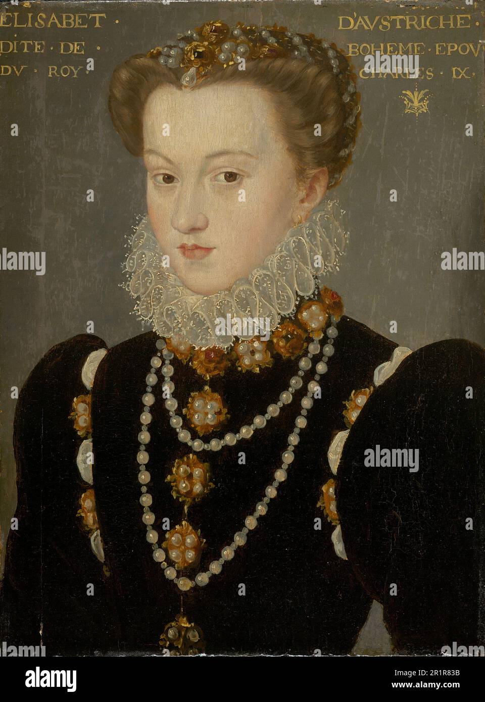 Portrait d'Élisabeth d'Autriche, épouse du roi Charles IX de France Date : après 1571 artiste : François Clouet, Banque D'Images