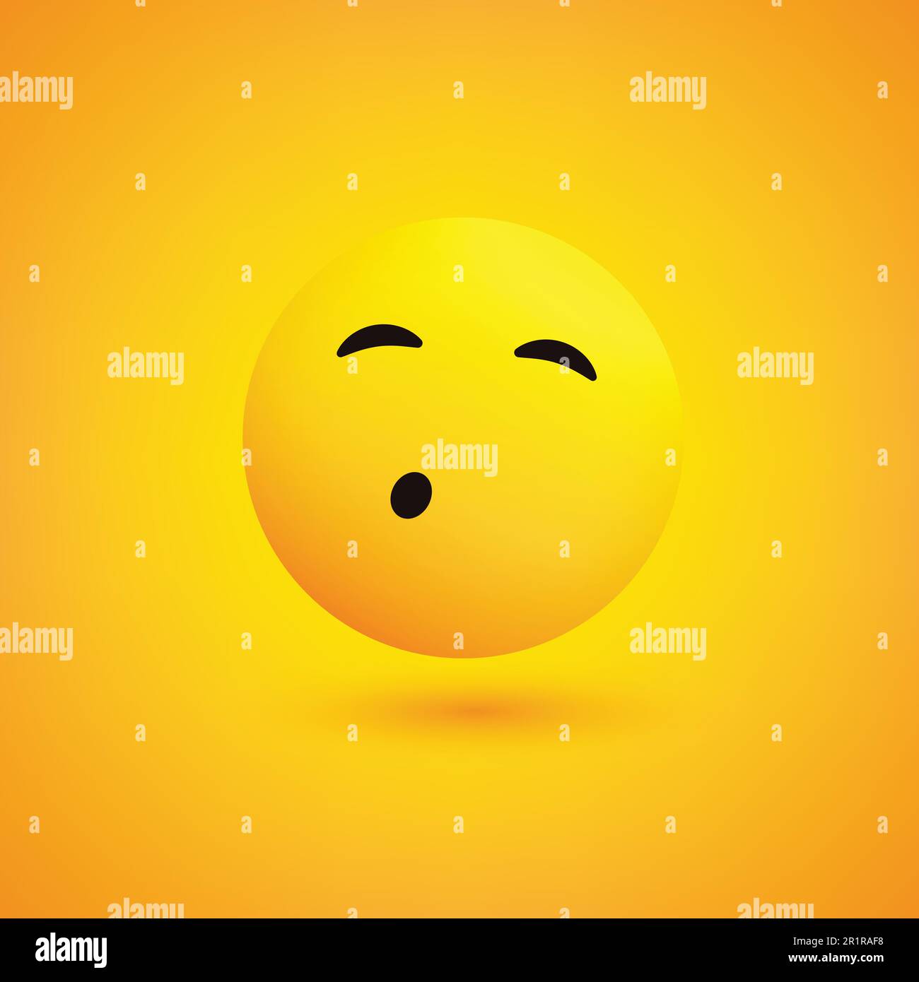 Embrasser ou siffler Emoticon, visage avec des yeux souriants sur fond jaune - conception vectorielle Illustration de Vecteur