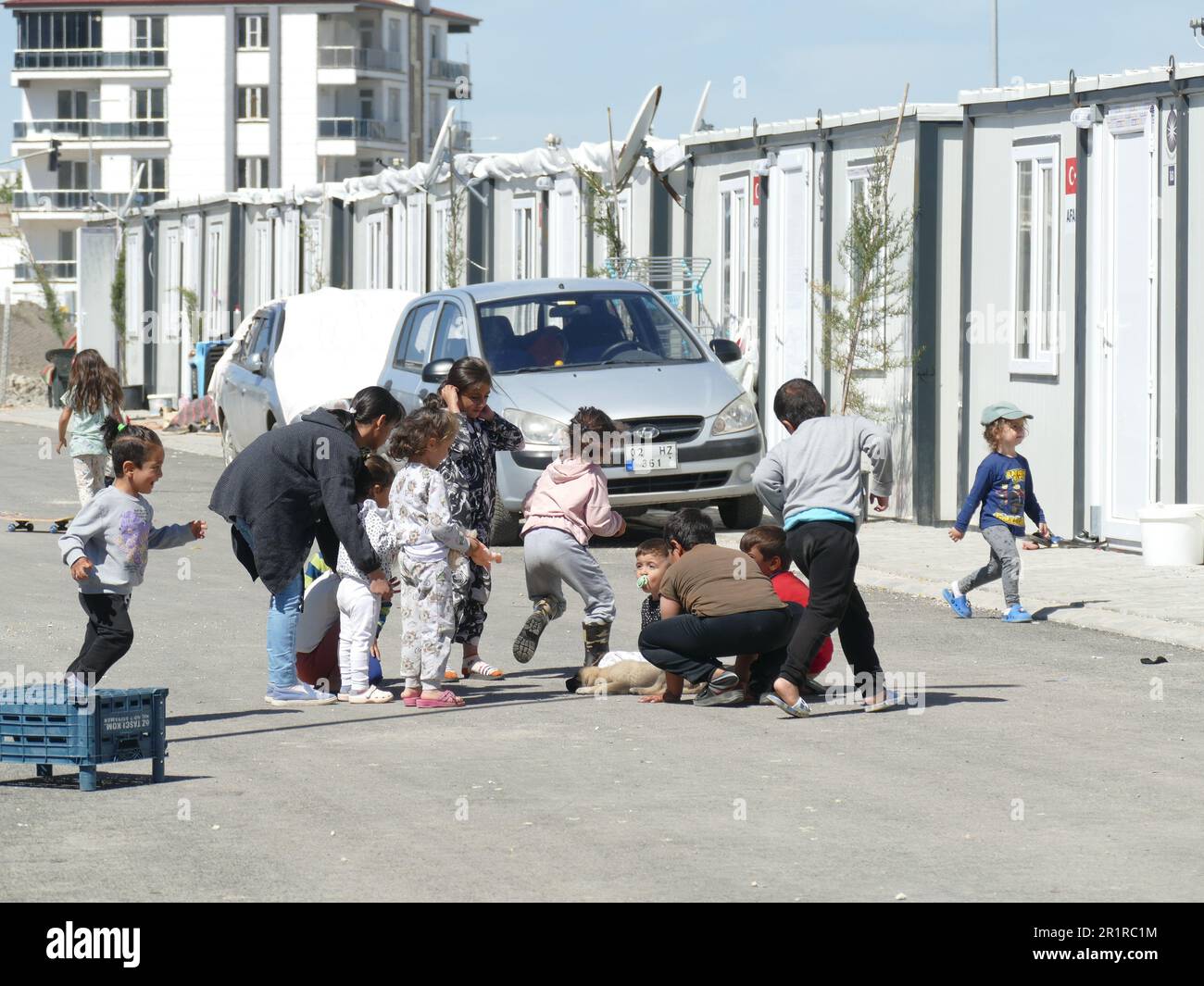 ADIYAMIN, TURQUIE - 4 MAI 2023 - ville à conteneurs construite pour les personnes déplacées du tremblement de terre de février, Adiyaman, Turquie Banque D'Images