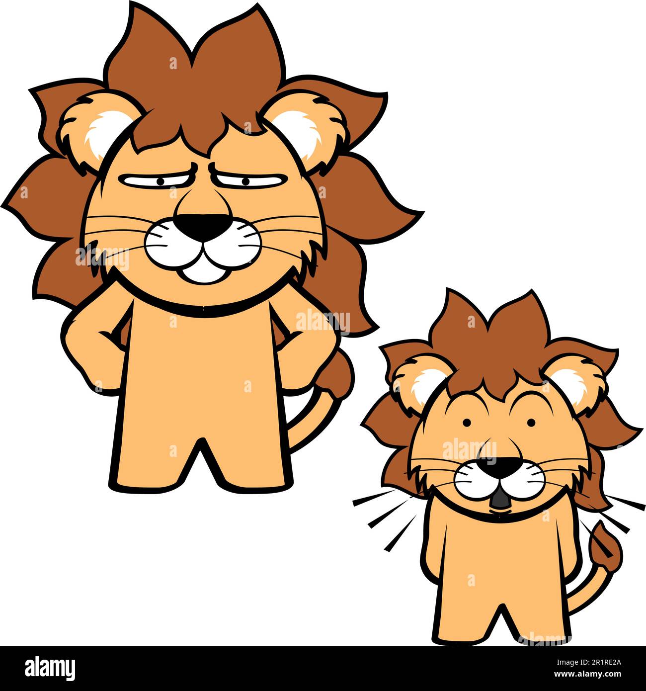 illustration de l'ensemble d'expressions drôles de dessin animé de personnage de lion au format vectoriel Illustration de Vecteur