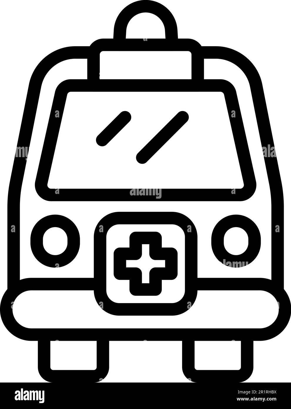 Vecteur de contour de l'icône de véhicule de secours avant. Service patient. Santé moderne Illustration de Vecteur