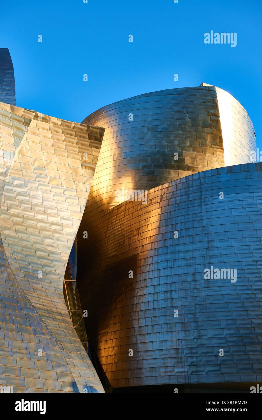 Détail du Musée Guggenheim, Bilbao, Biscaye, Pays Basque, Pays Basque, Espagne, Europe. Banque D'Images