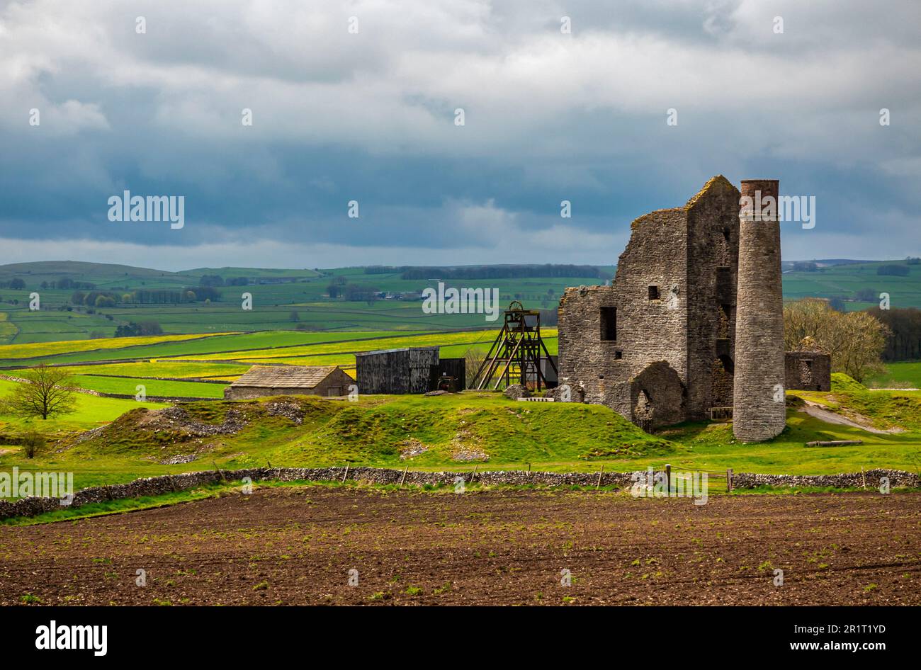 Magpie Mine près de Sheldon la dernière mine de plomb en activité du Derbyshire Peak District England UK a fermé ses portes en 1958 après deux cents ans de production. Banque D'Images
