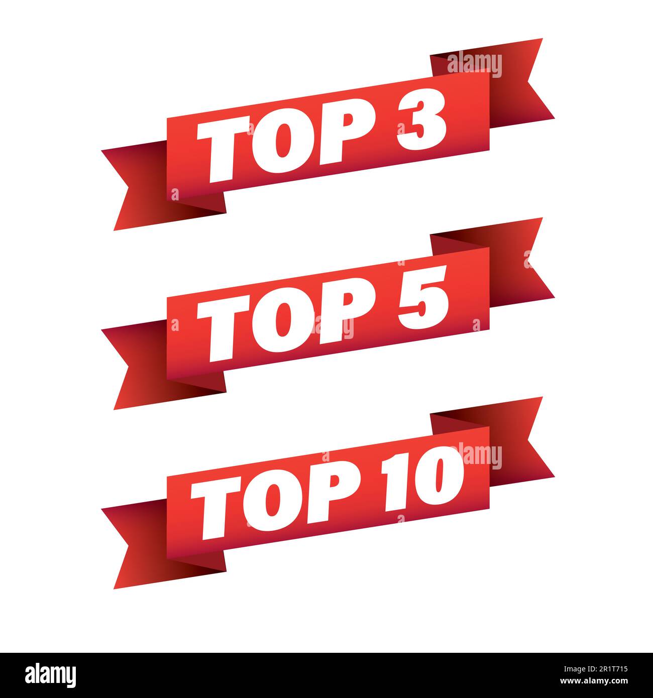Top dix, cinq, trois rubans rouges Illustration de Vecteur