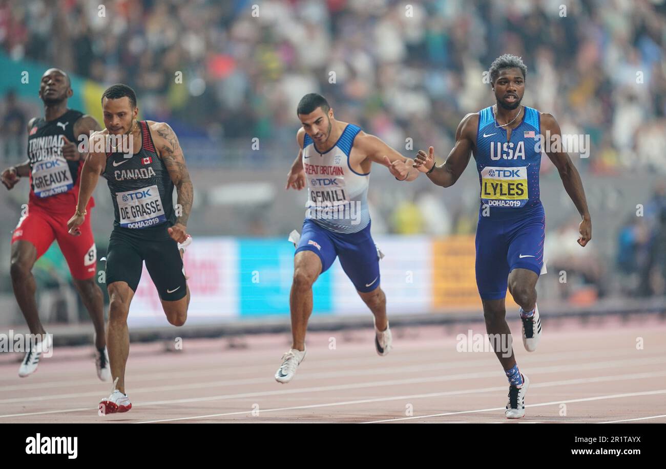 Noah Lyles a remporté la victoire 200m aux Championnats du monde d'athlétisme de 2019 à Doha. Banque D'Images
