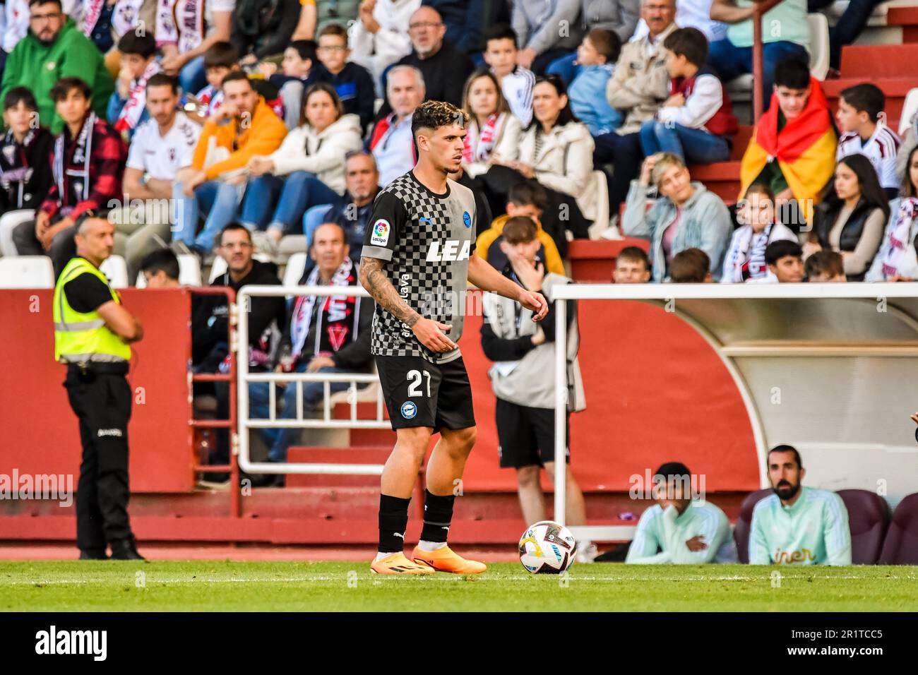 ALBACETE, ESPAGNE - MAI 14: Javi López de Deportivo Alaves focusl pendant le match entre le vrai Albacete Balompie et les Alaves de Deportivo de la Ligure Smartbank sur 14 mai 2023 à l'Estadio Carlos Belmonte à Albacete, Espagne. (Photo de Samuel Carreño/ Credit: PX Images/Alamy Live News Banque D'Images