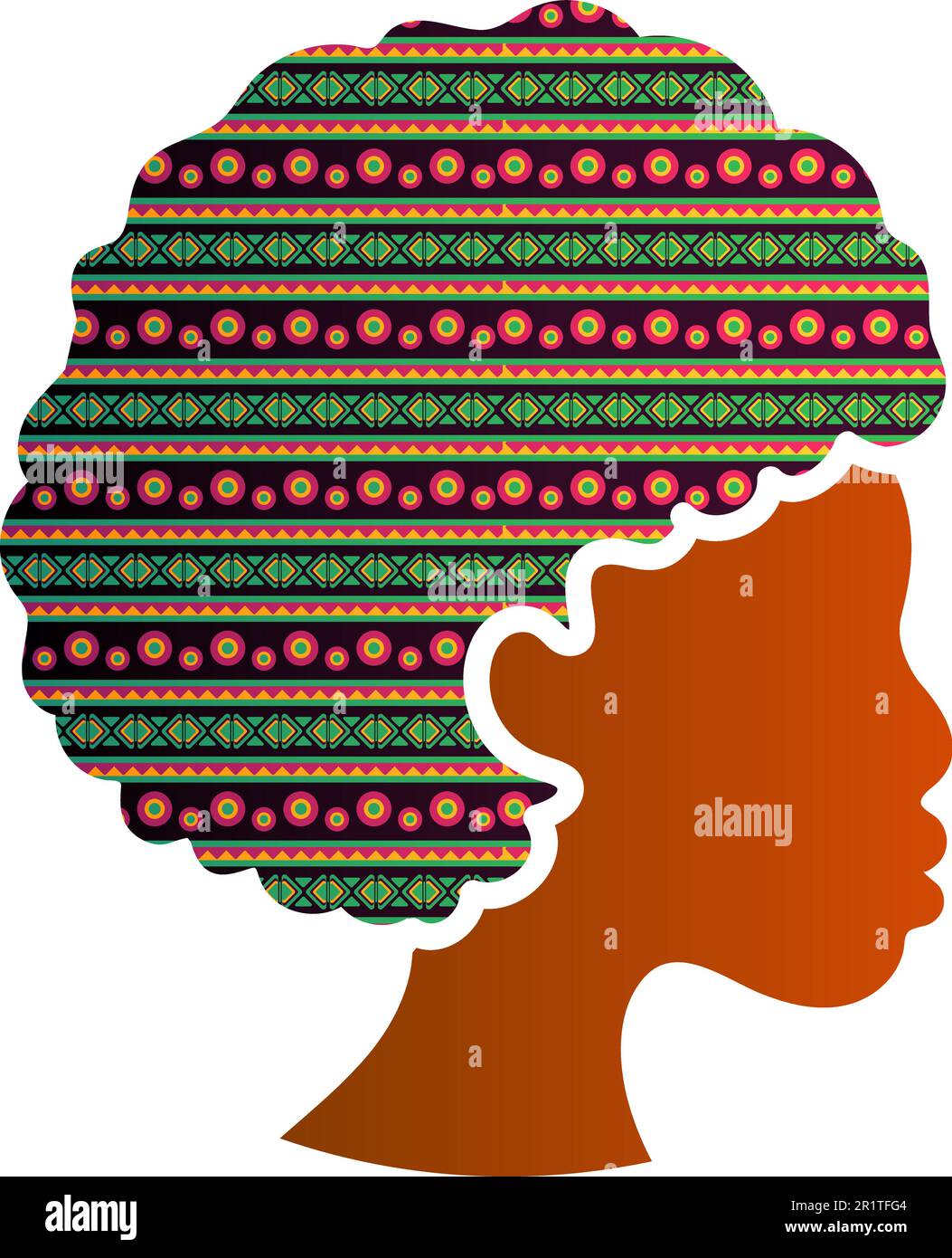 Icône de profil de silhouette de visage afro-américain isolée. Belle femme noire avec décoration traditionnelle en coiffure. Diversité et droits de la femme Prot Illustration de Vecteur
