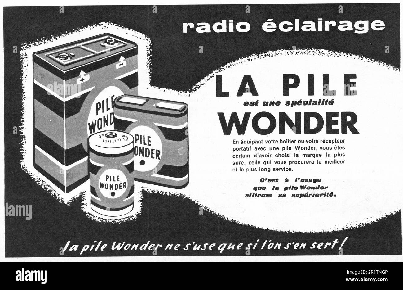 Publicité imprimée française Wonder Battery, 1959 Banque D'Images