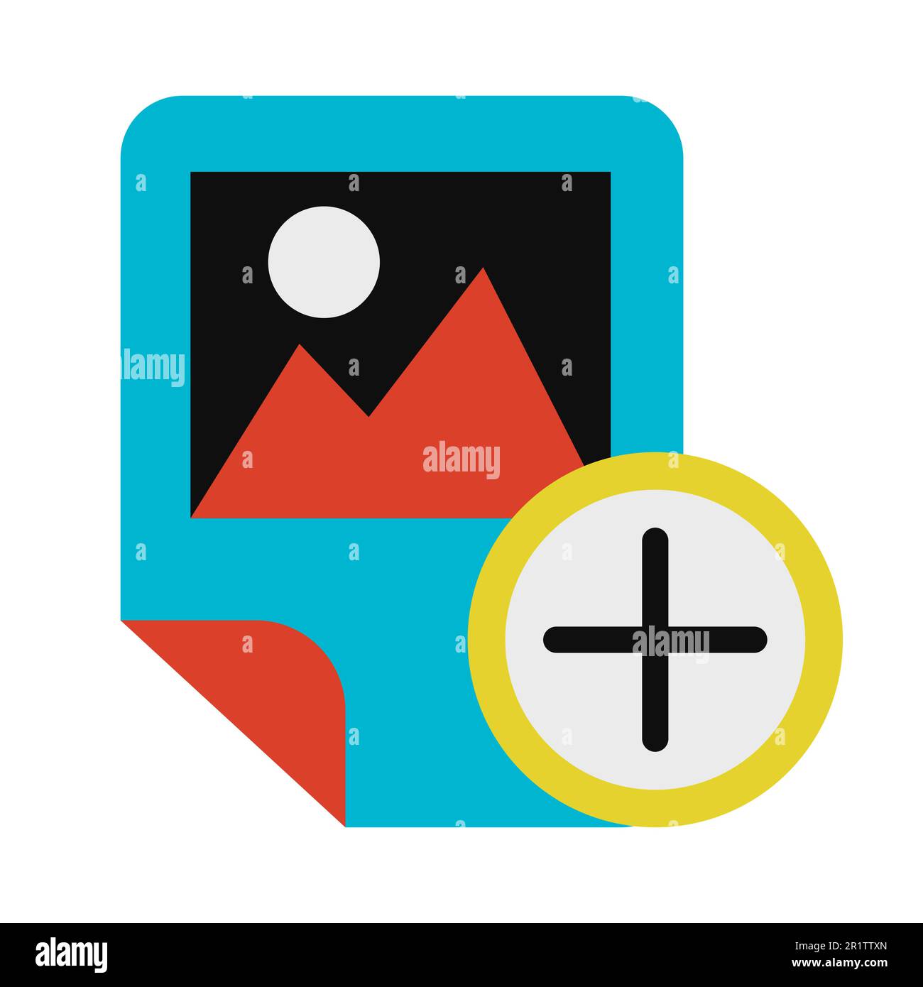 Fichier d'image ajoutant une illustration vectorielle de glyphe de symbole. Gestion de la galerie, icône de création d'un nouveau dossier de photos Illustration de Vecteur