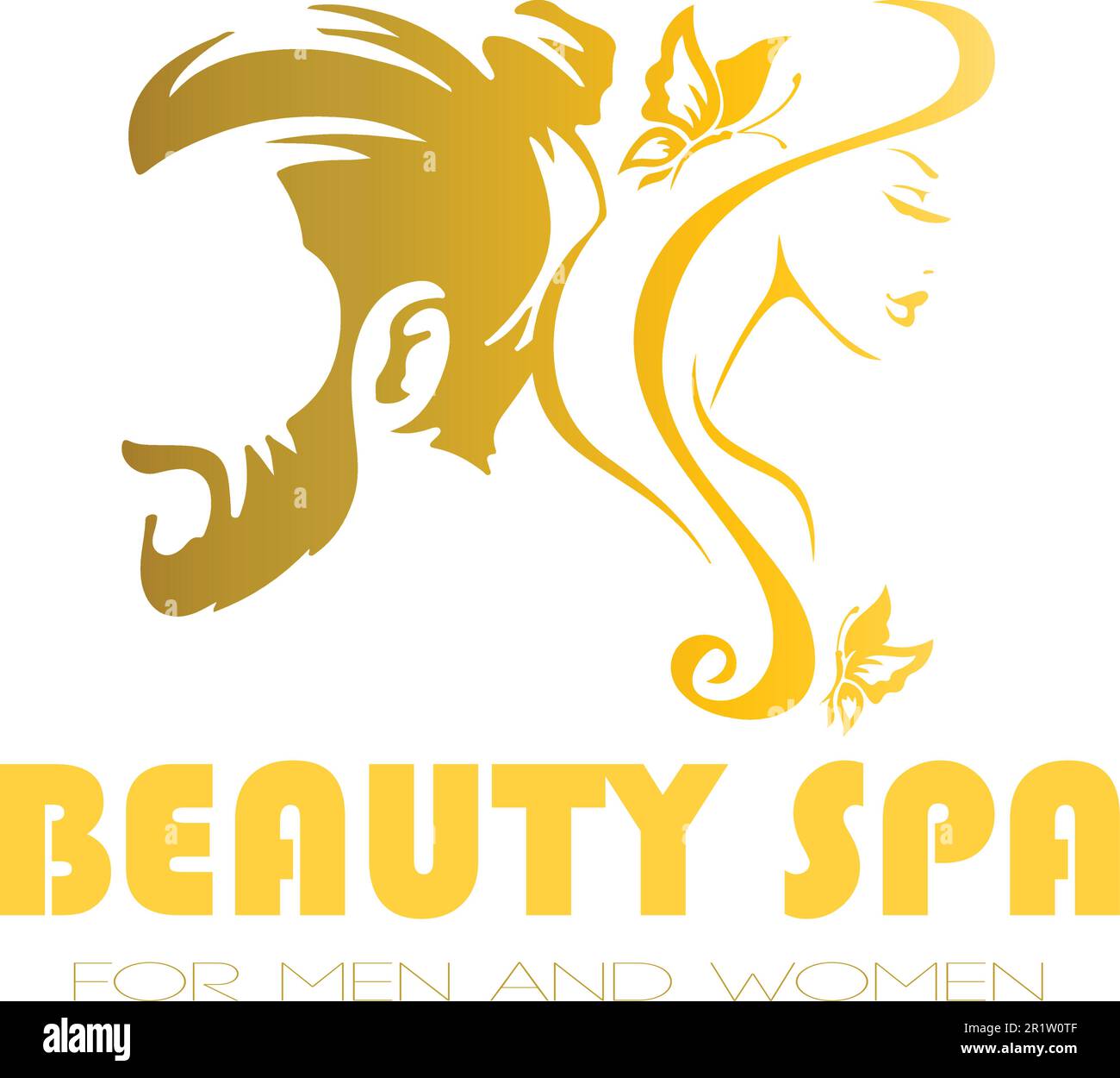 Le logo « Beauty Spa for Men and Women » est un fichier vectoriel professionnel et élégant qui représente un spa ou un centre de bien-être pour les hommes et les femmes. Illustration de Vecteur