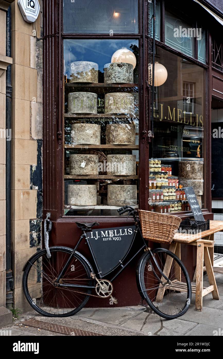 I J Mellis cheesemonger's shop à Stockbridge, Édimbourg, Écosse, Royaume-Uni. Banque D'Images