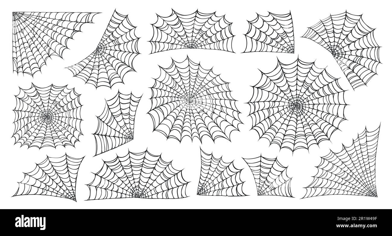 Toile d'araignée isolée sur fond blanc. Cadres de toile d'araignée pour Halloween. Illustration vectorielle Illustration de Vecteur