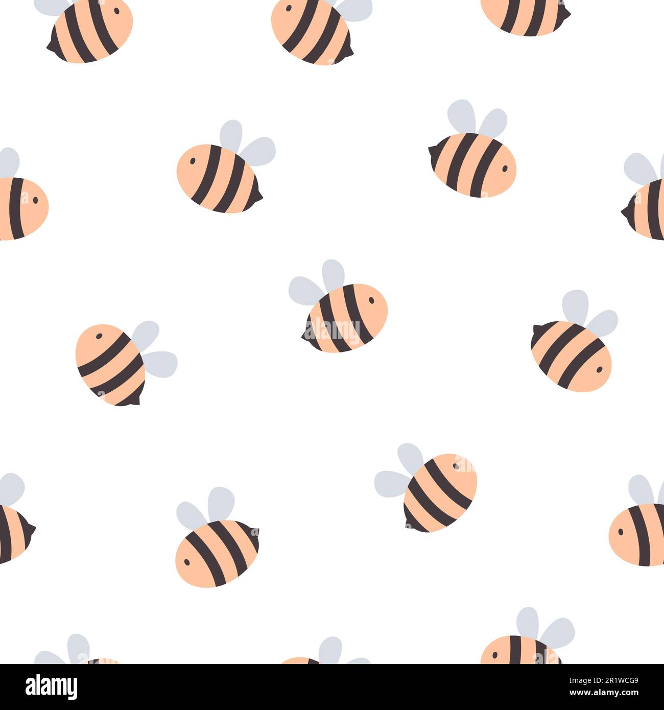 Joli motif sans coutures avec abeille. Illustration vectorielle de dessin animé isolée sur fond blanc. Il peut être utilisé pour les fonds d'écran, l'emballage, les cartes et les motifs. Illustration de Vecteur