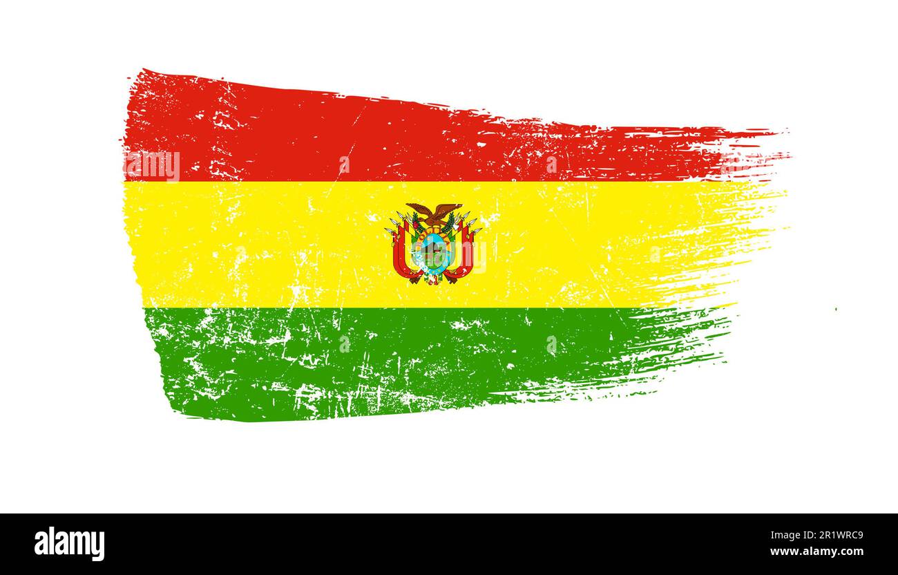 Grassez le trait de pinceau avec le drapeau de Bolivie Banque D'Images