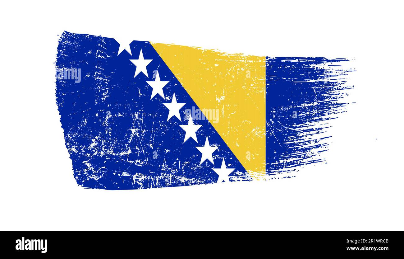 Grunge Brush Stroke avec le drapeau de Bosnie Banque D'Images