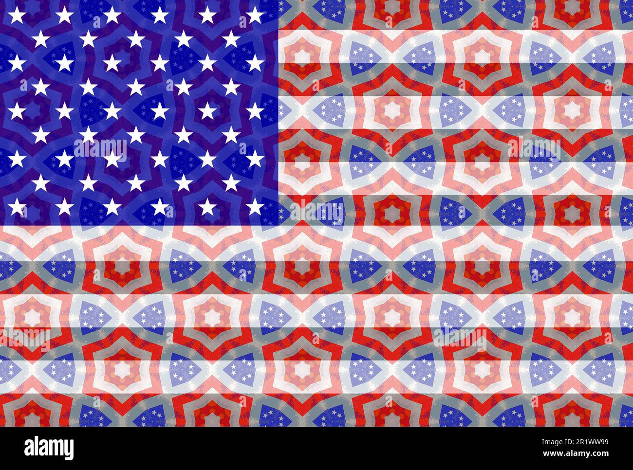 Motif drapeau américain translucide unique superposé au motif rouge blanc et bleu. Patriotique Mémorial indépendance Labour Election Day 4 juillet concept Banque D'Images