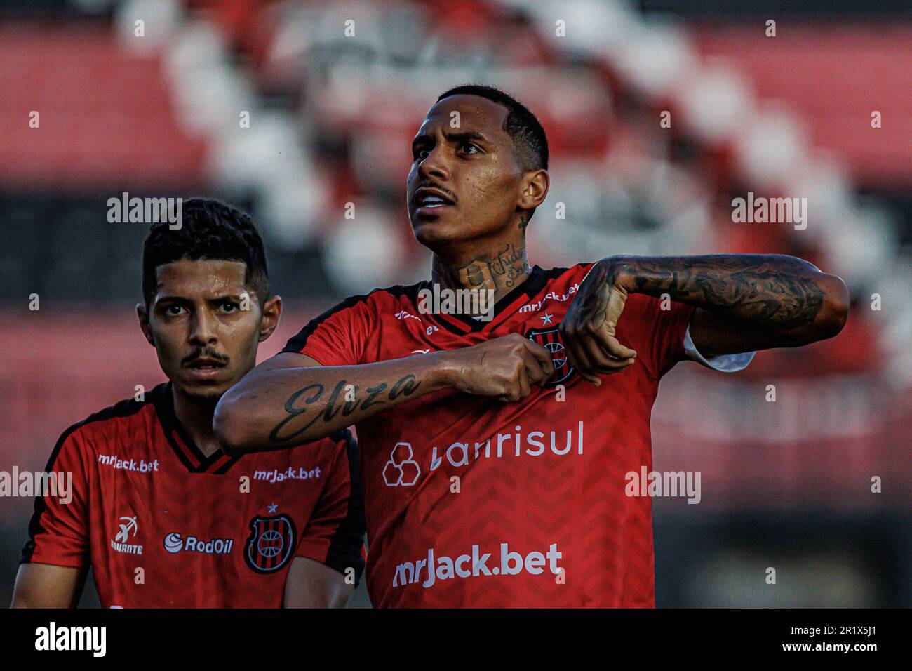 Pelotas, Brésil. 15th mai 2023. RS - PELOTAS - 05/14/2023 - BRASILEIRO D 2023, BRASIL DE PELOTAS X SAOJOSEENSE - Tattoo du joueur Da Silva du Brésil de Pelotas vu lors d'un match contre Saojoseense au stade Bento Mendes de Freitas pour le championnat brésilien D 2023. Photo: Volmer Perez/AGIF/Sipa USA crédit: SIPA USA/Alay Live News Banque D'Images