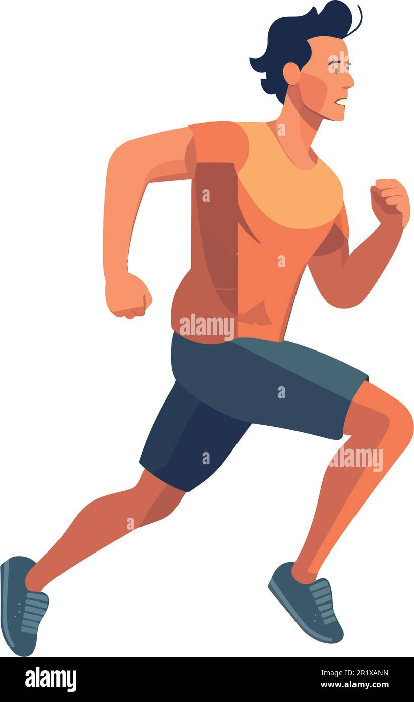 Athlète musclé sprints de vêtements de sport bleus sur blanc Illustration de Vecteur