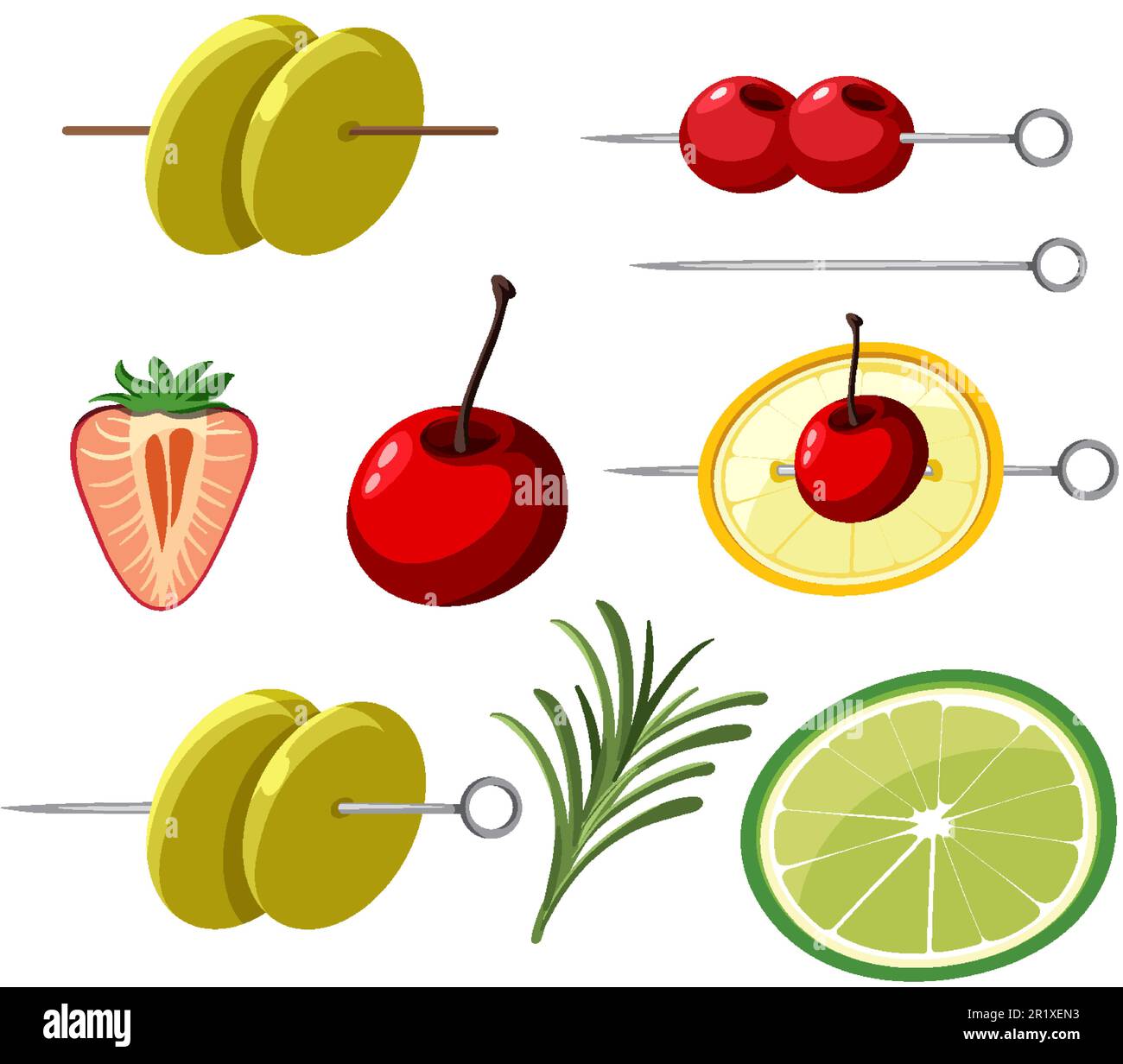 Ensemble d'éléments cocktail pour illustration de la décoration Illustration de Vecteur