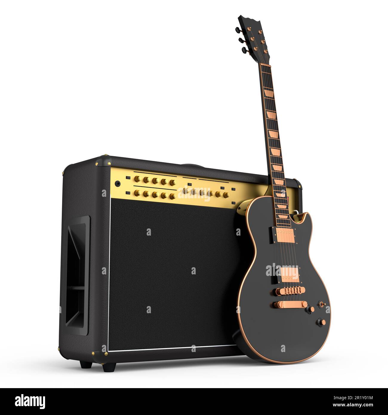 Un amplificateur et une guitare électrique sur un fond blanc Photo Stock -  Alamy