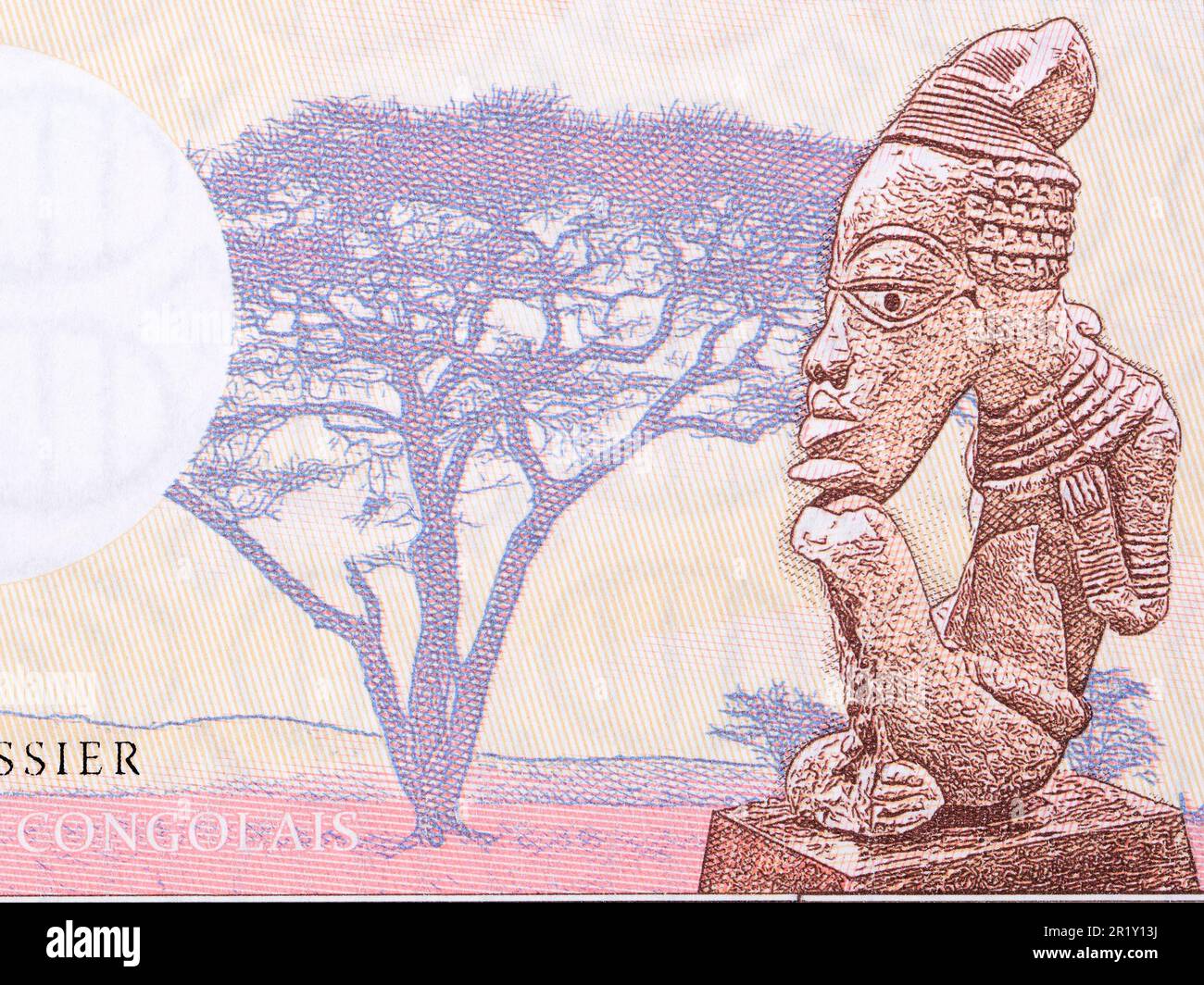Figurine tribale africaine de l'argent congolais - Francs Banque D'Images