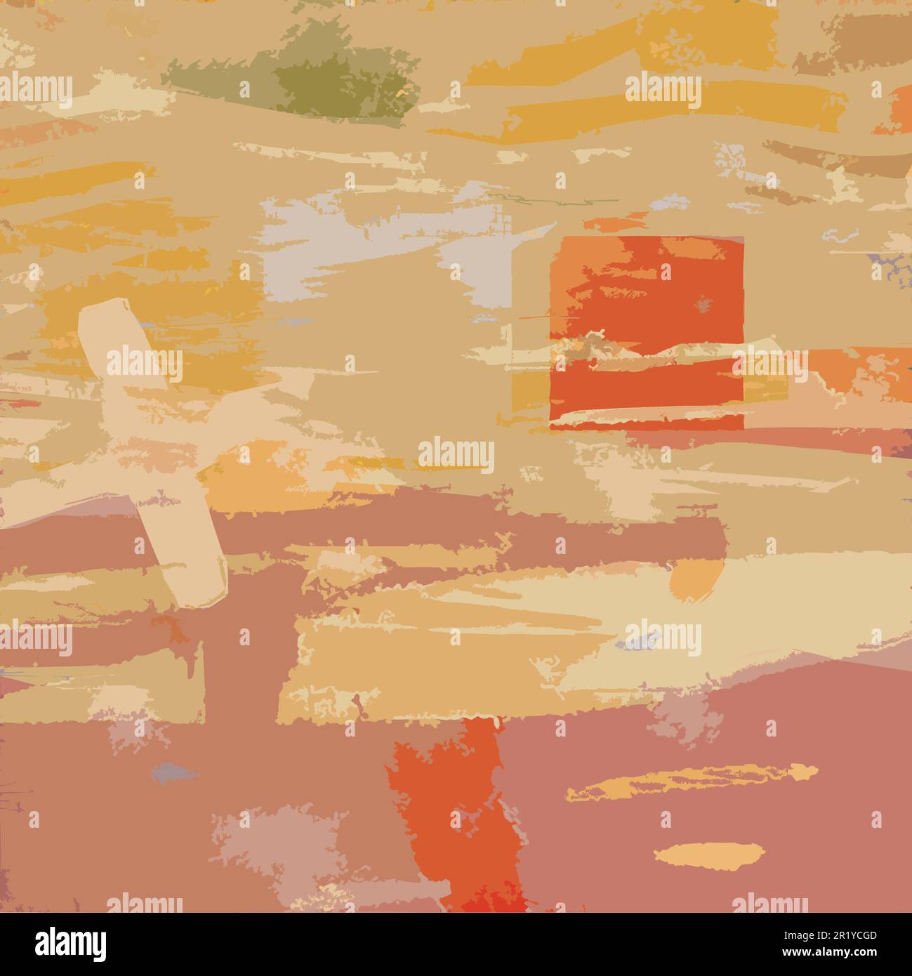 Art abstrait moderne - Illustration vectorielle de la peinture contemporaine numérique carré coloré composition couleurs orange Illustration de Vecteur