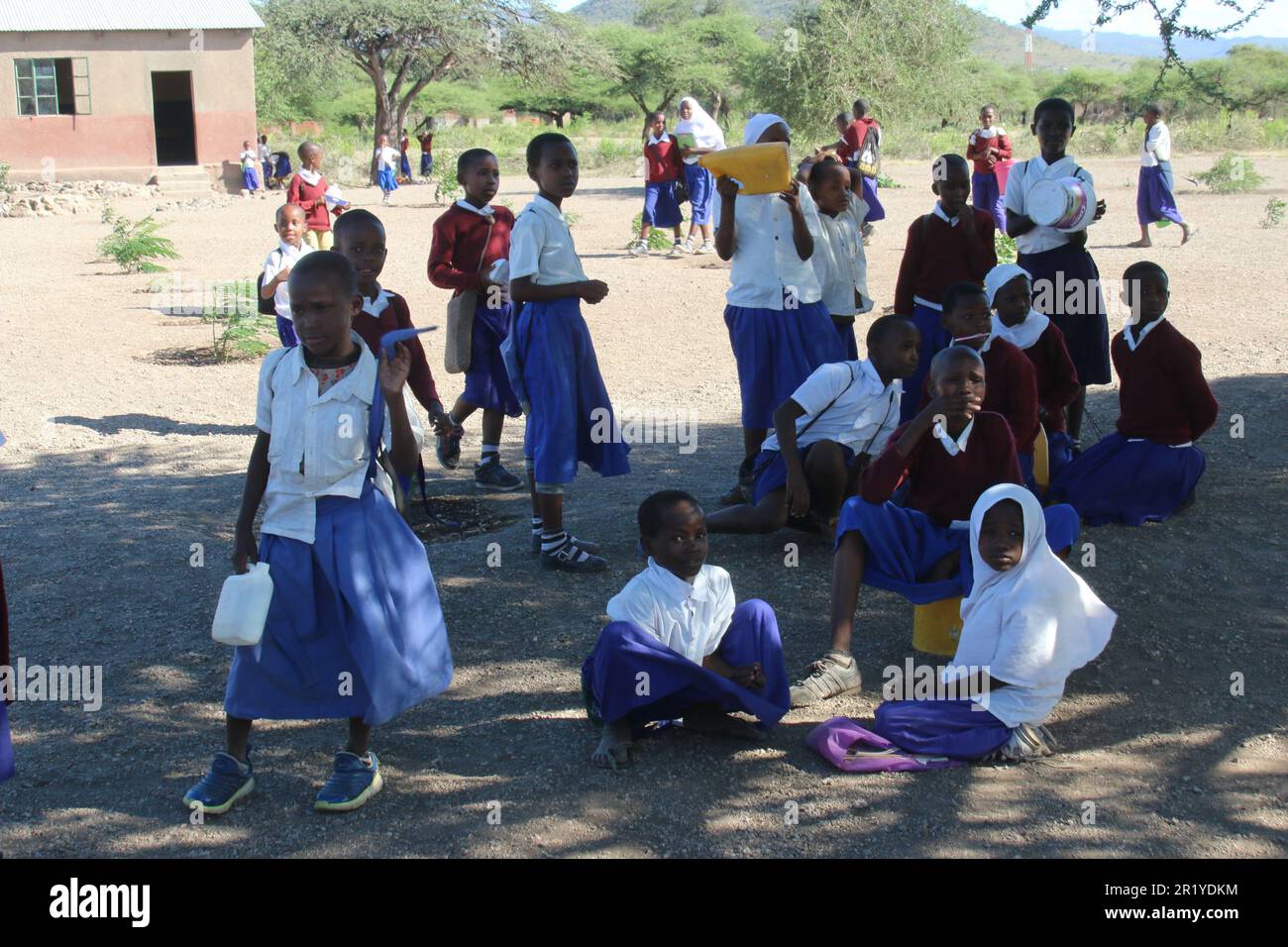 Écoliers d'une école rurale, lac Eyasi, Tanzanie Banque D'Images