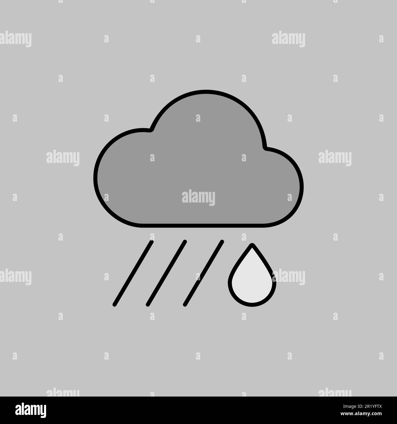 Nuage de pluie avec icône de niveaux de gris vecteur de gouttes de ...