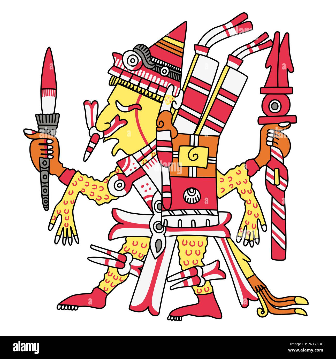 Xipe Totec, Xipétotec, dieu aztèque de la farce rituelle et de l'agriculture, seigneur des saisons, de la régénération et de l'artisanat, dirigeant de l'Orient. Banque D'Images