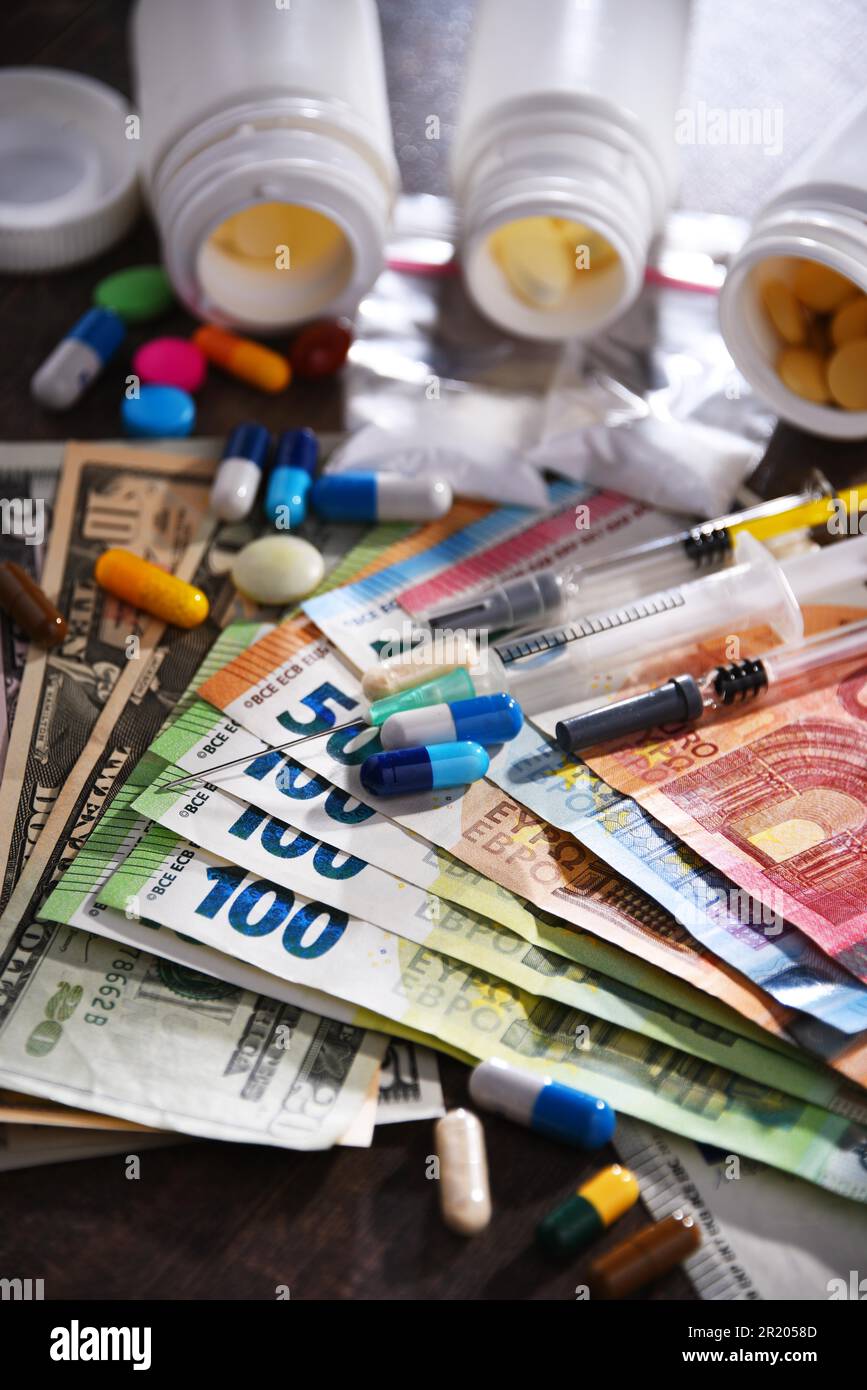 Substances addictives, y compris les cigarettes et les drogues Banque D'Images