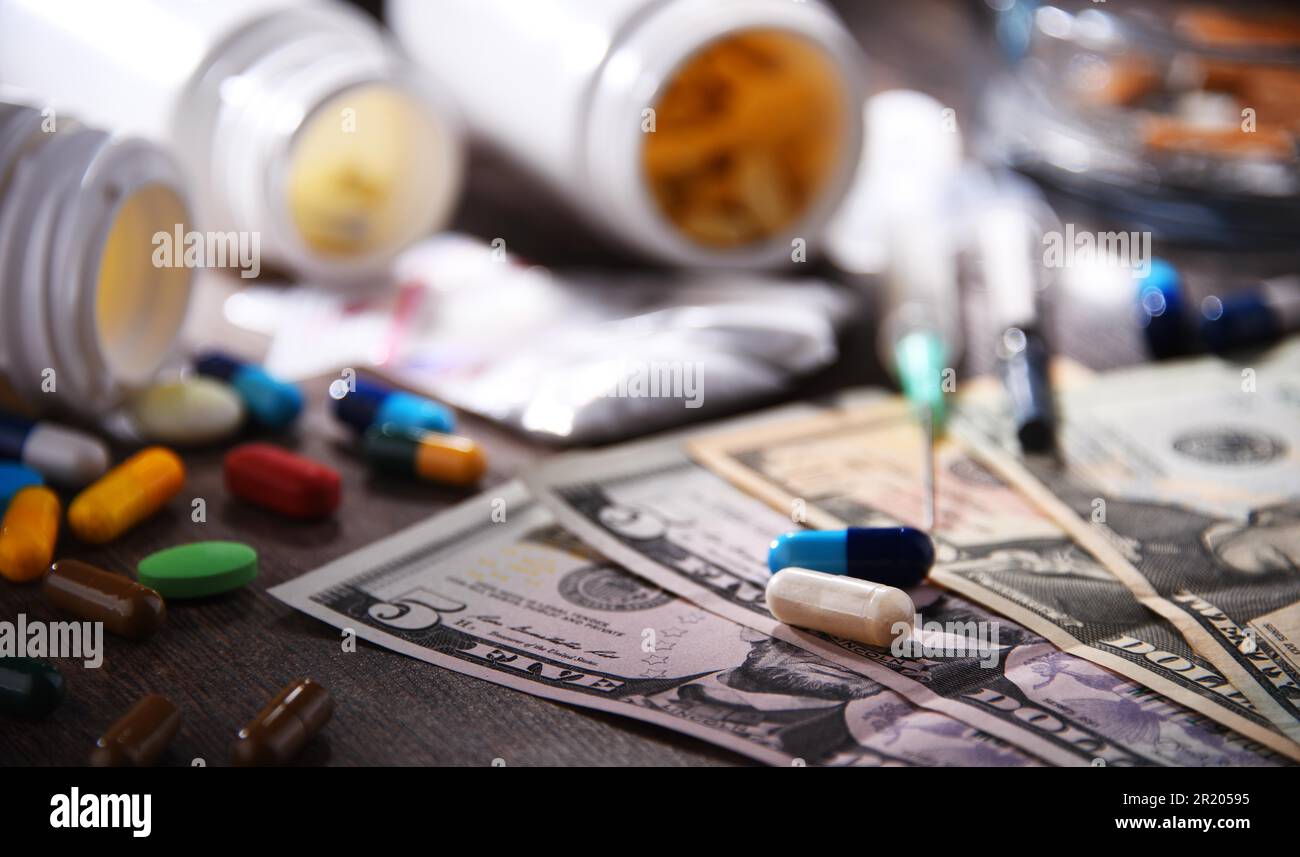 Substances addictives, y compris les cigarettes et les drogues Banque D'Images